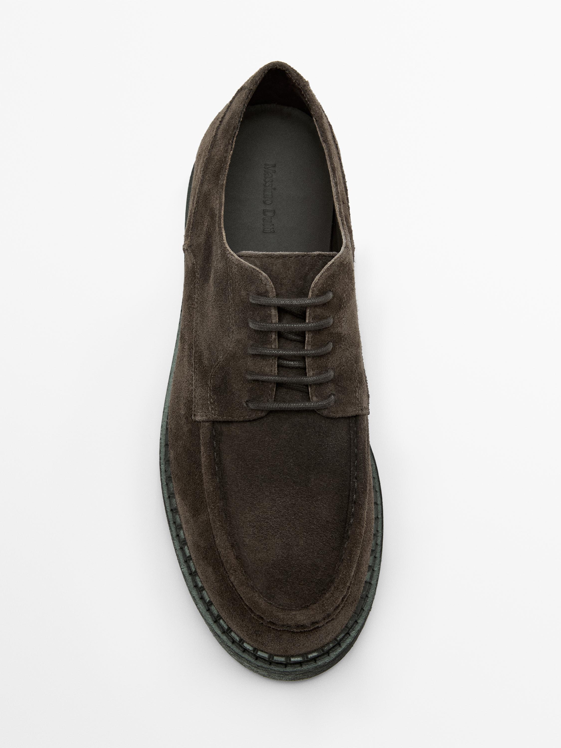 Moc toe split suede shoes
